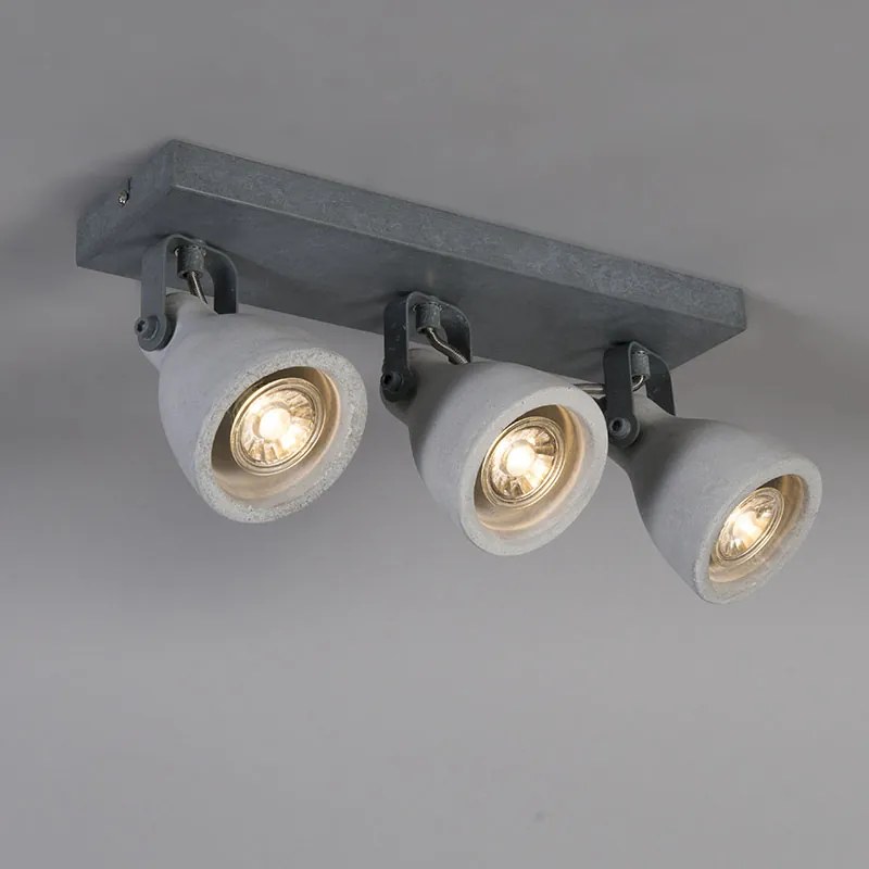 Projetores industriais cinzento cimento 3-luzes - Creto