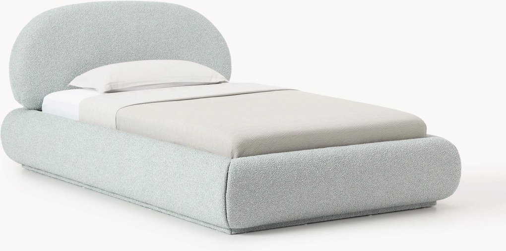 Cama de solteiro estofada em bouclé Alba