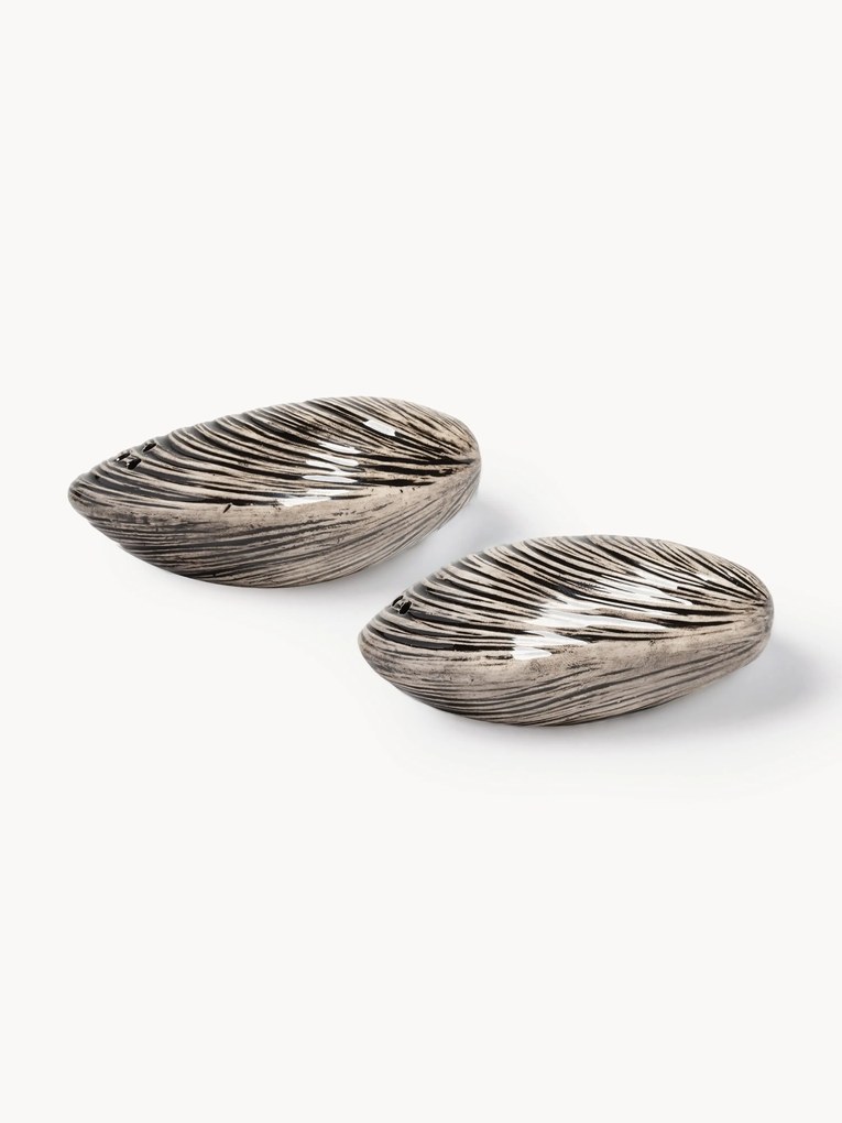 Saleiros e pimenteiros em dolomite pintados à mão Mussel, conjunto de 2