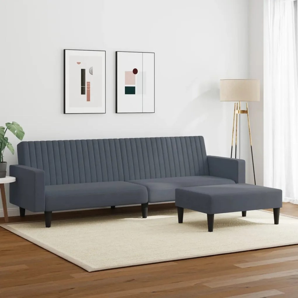 2 pcs conjunto de sofás veludo cinzento-escuro