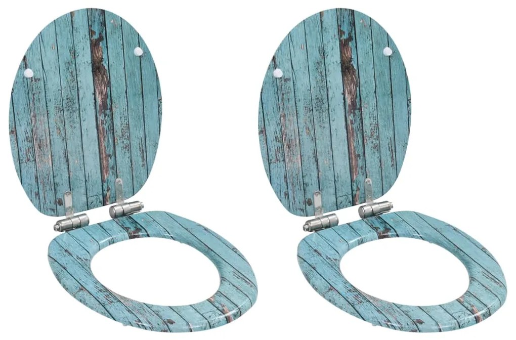 276999 vidaXL Assentos sanita 2 pcs c/ tampas fecho suave MDF design madeira
