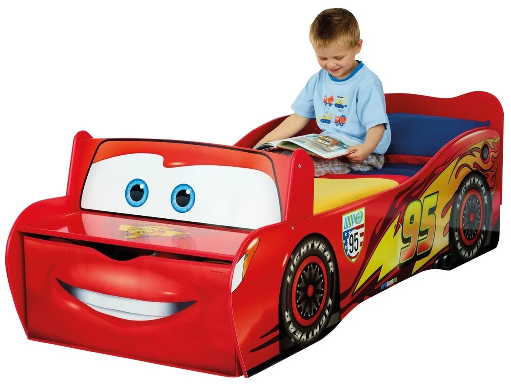 Cama infantil Filme carros faisca mcqueen + colchão e almofada 77 x 170 x 54 cm VERMELHO