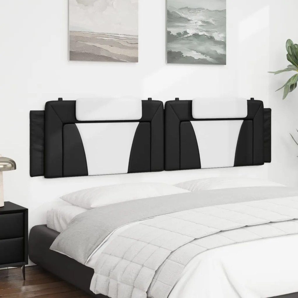 Almofadão de cabeceira 200 cm couro artificial preto e branco