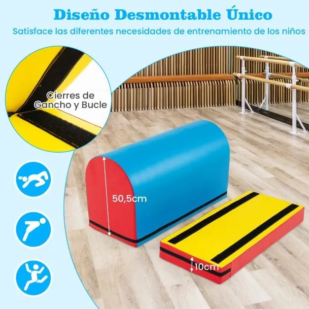 Colchão de Treinos Ginastica 90 x 40 x 60 cm para treino com cavalo de salto e a ponte Desmontável Alça de Transporte Azul Claro
