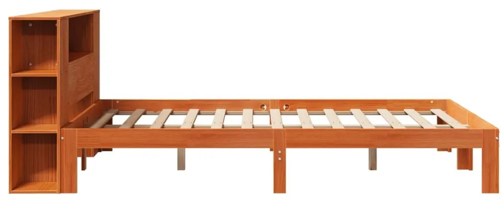 Cama c/ estante sem colchão 120x200cm pinho maciço castanho-mel