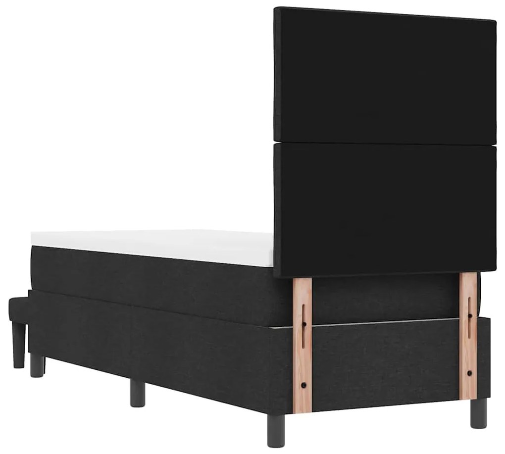 Cama Box Spring com Colchão e Banco Preto 80x200 cm Tecido