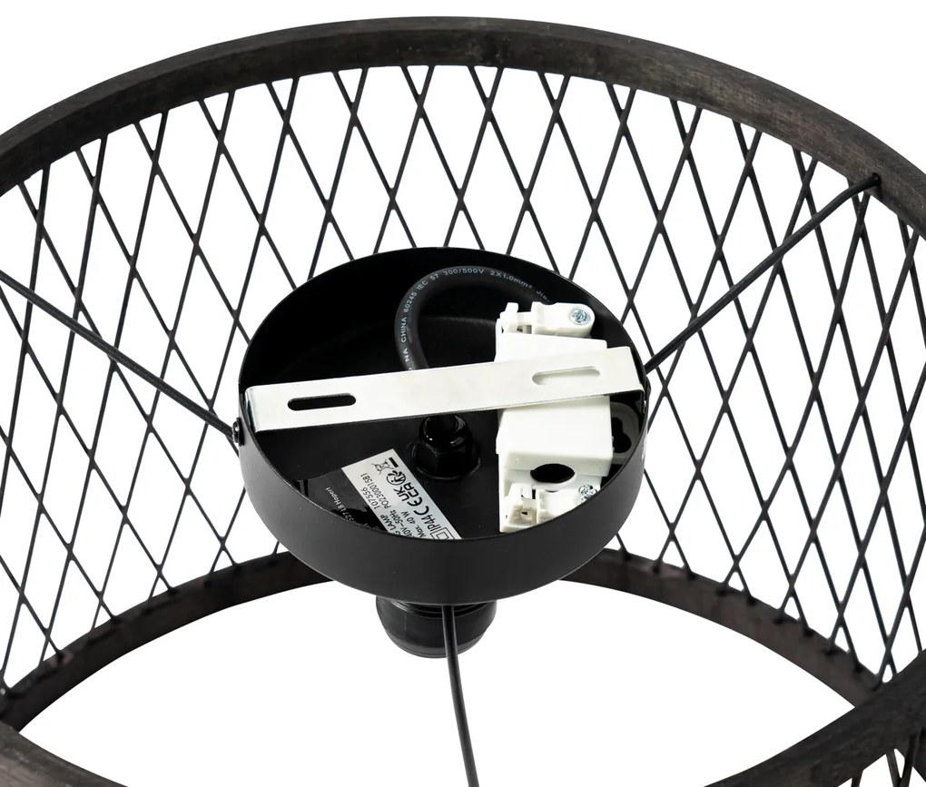 Candeeiro de teto rústico preto em vime 40 cm IP44 - Calamus Rústico