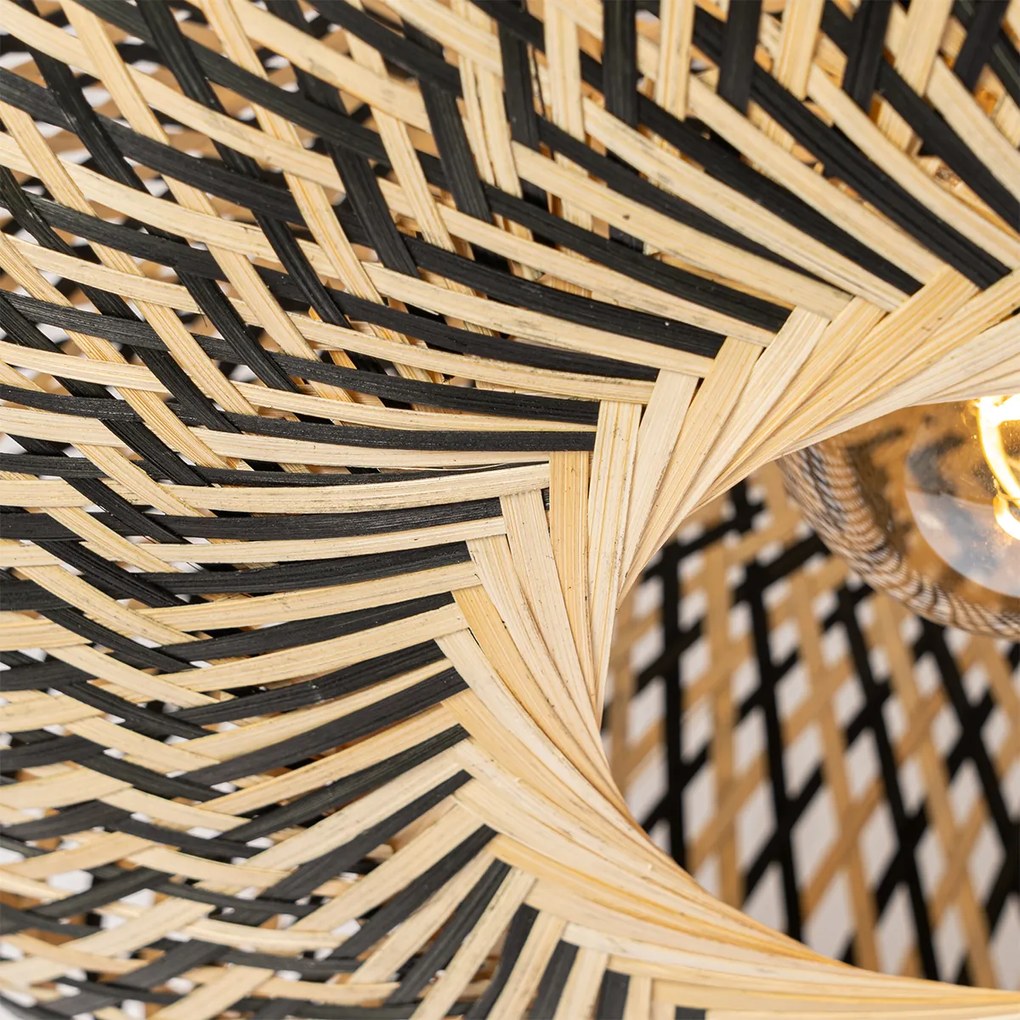 Luminária de teto oriental bambu preto 50 cm - Ostrava