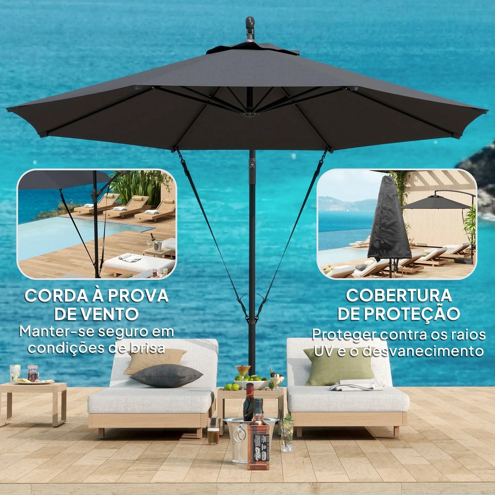 Chapéu de Sol Excêntrico Ø 290 cm Chapéu de Sol de Jardim com Base Cru