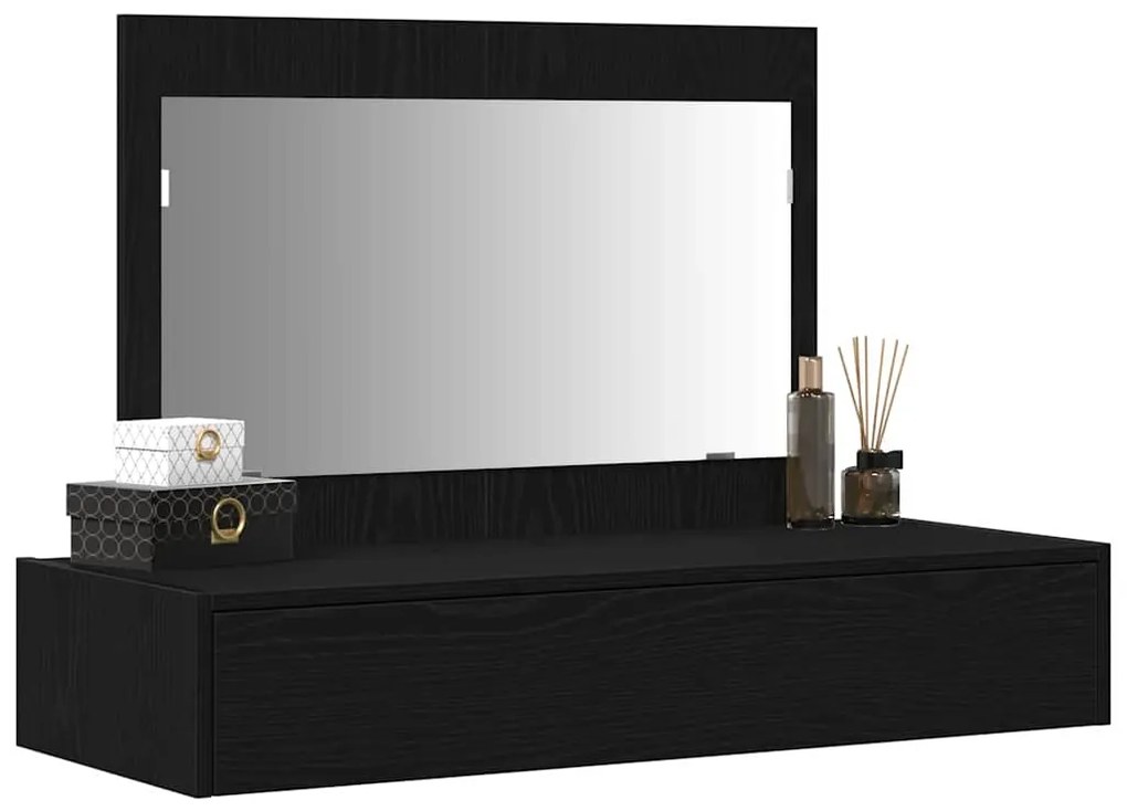 Mesa de Maquiagem de Parede em Carvalho Preto, 100x40x70 cm