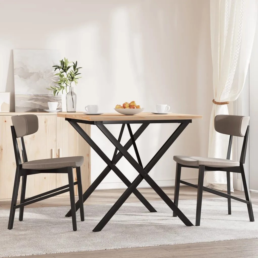 Mesa de jantar estrutura em X 80x80x75,5 cm pinho/aço