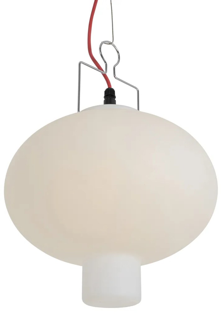 Candeeiro de suspensão exterior branco 35 cm com ficha vermelha IP44 - Pion Moderno