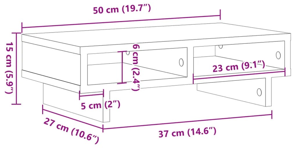 Suporte para monitor derivados de madeira carvalho sonoma