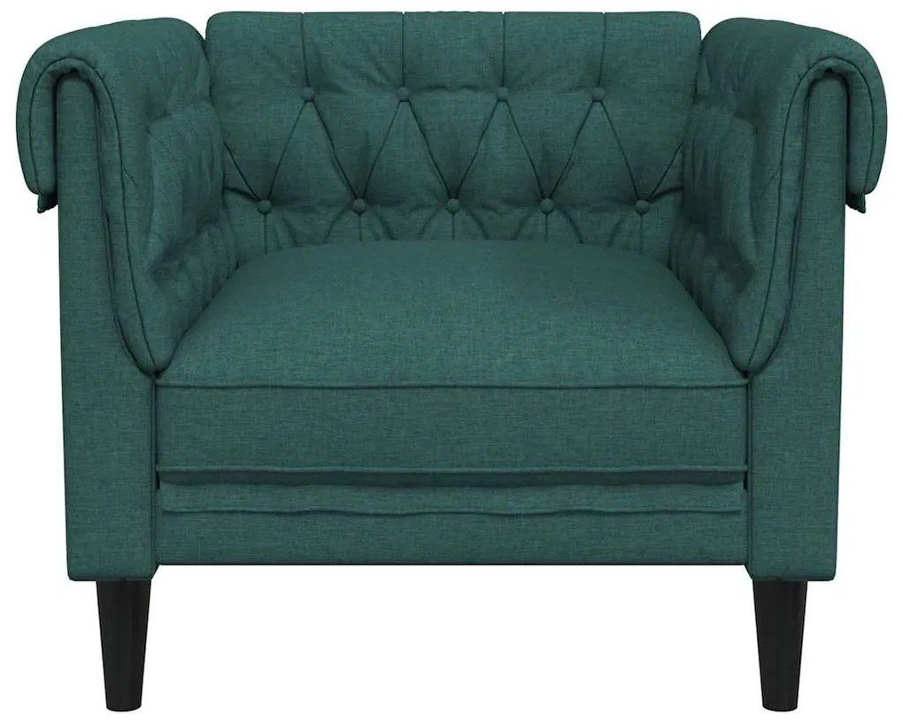 Sofá chesterfield tecido verde-escuro