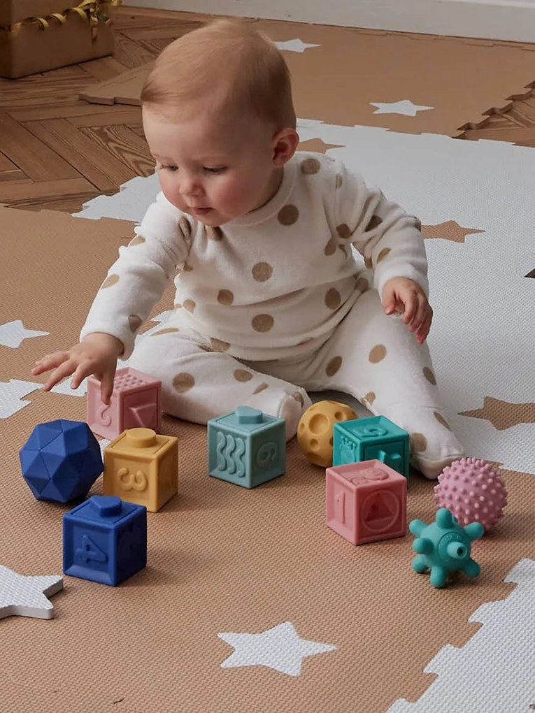 Conjunto de 6 cubos e 4 bolas sensoriais multicolor