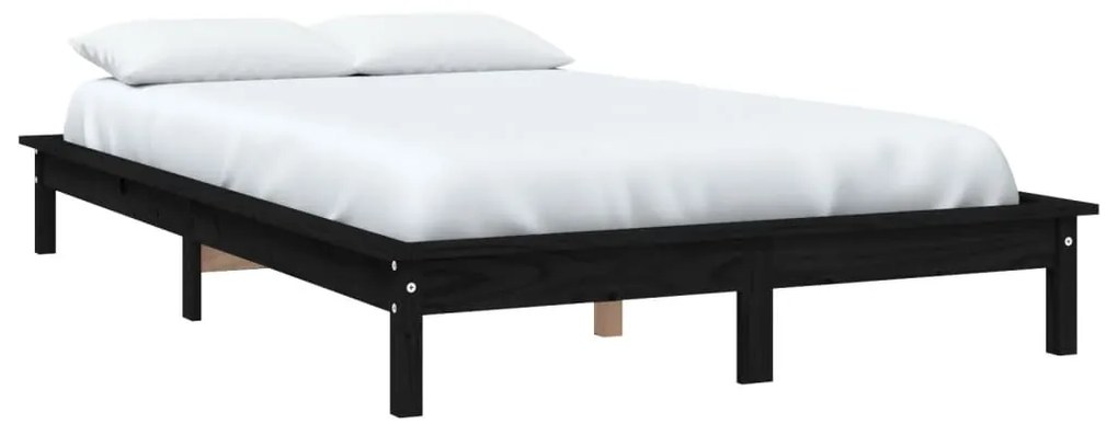 Estrutura de cama 120x200 cm pinho maciço preto