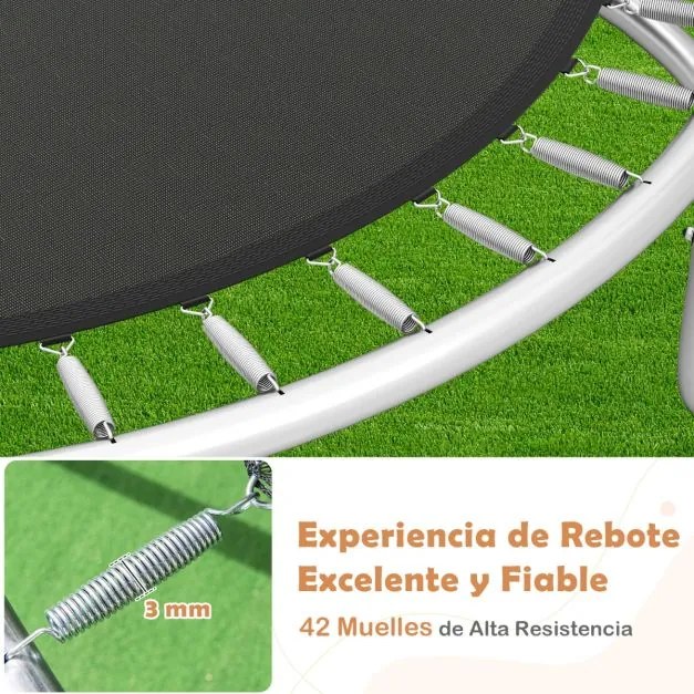 Trampolim para exterior com cerca de segurança, escada e pernas curvas robustas para crianças e adultos, 244 cm, laranja