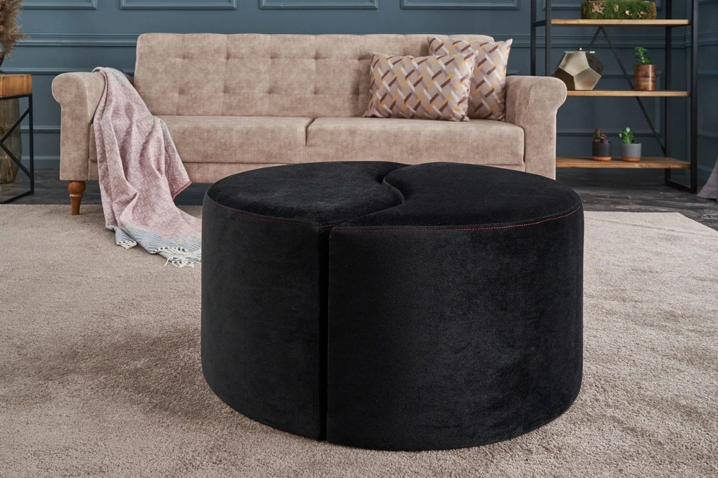 Pouffe Alis Puf – Anthracite/Pink – 80x40x80 cm