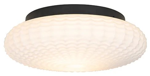 Candeeiro de teto clássico preto com vidro opalino 35 cm IP44 - Nohmi Clássico / Antigo