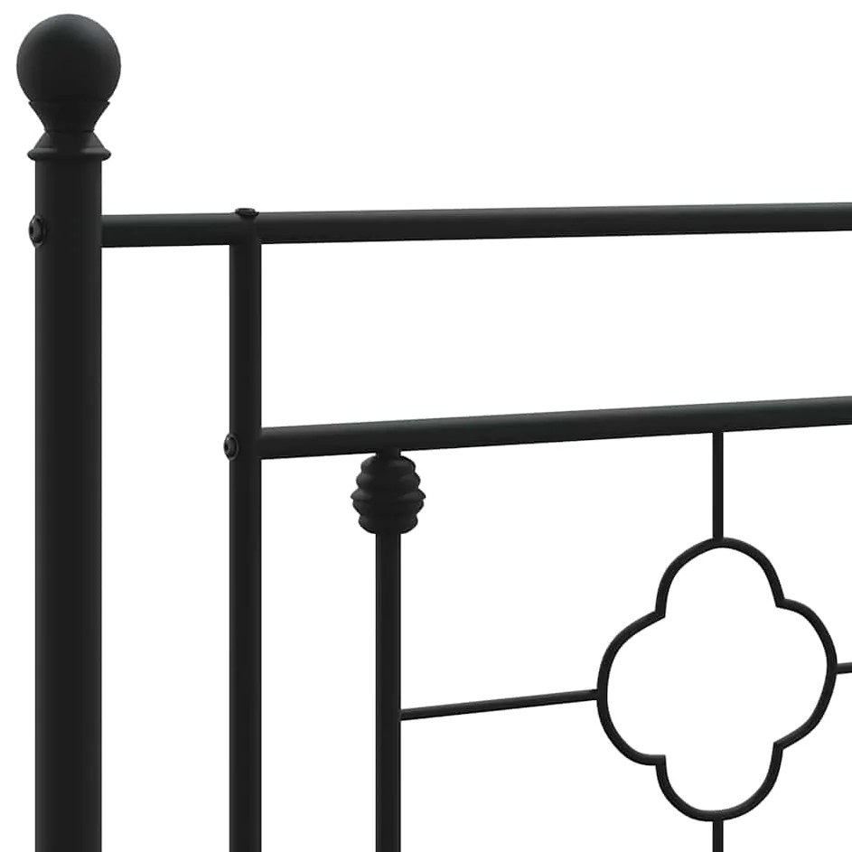Estrutura de cama com cabeceira e pés 193x203 cm metal preto