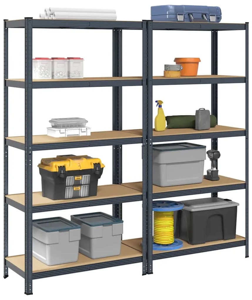 Prateleiras de armazenamento de 5 camadas 2 pcs aço antracite