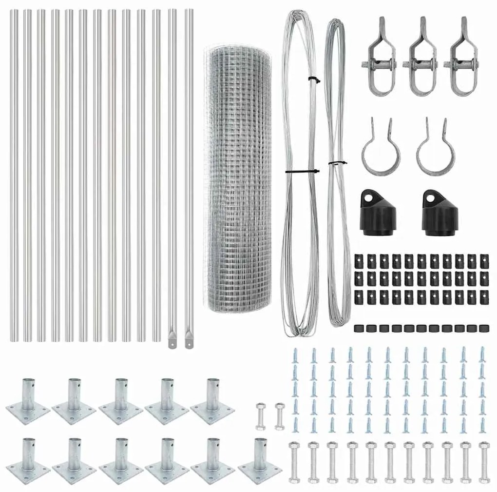 Conjunto de Poste de Cerca Conjunto de 2 Aço galvanizado 25 x 0.5 m