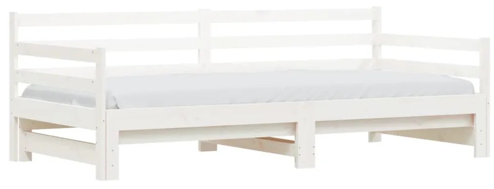 Sofá-cama com gavetão 90x200 cm madeira de pinho maciça branco