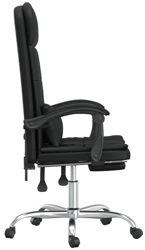 Cadeira escritório massagens reclinável couro artificial preto