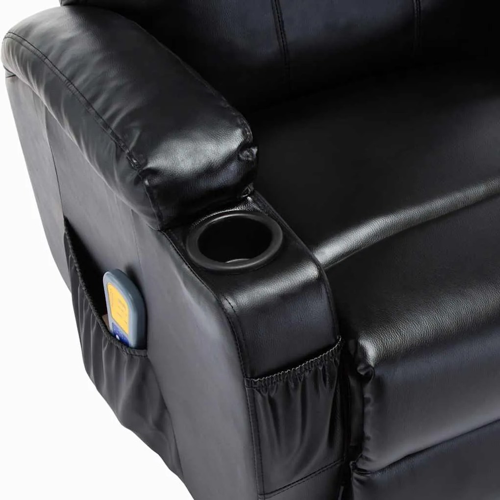 Cadeira de massagem reclinável couro artificial preto