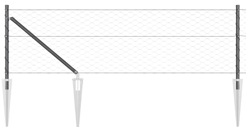 Cerca Hexagonal vidaXL Cinza 0,6x50 m Aço