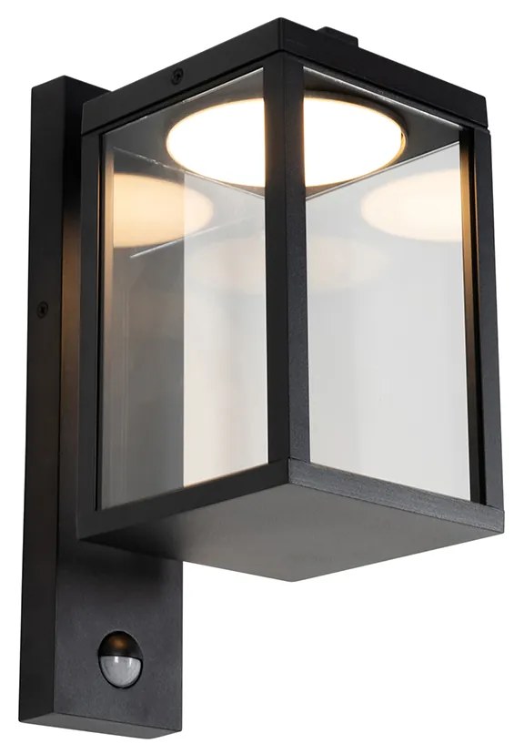 Candeeiro de parede exterior preto com sensor de movimento LED - Ferdinand Moderno