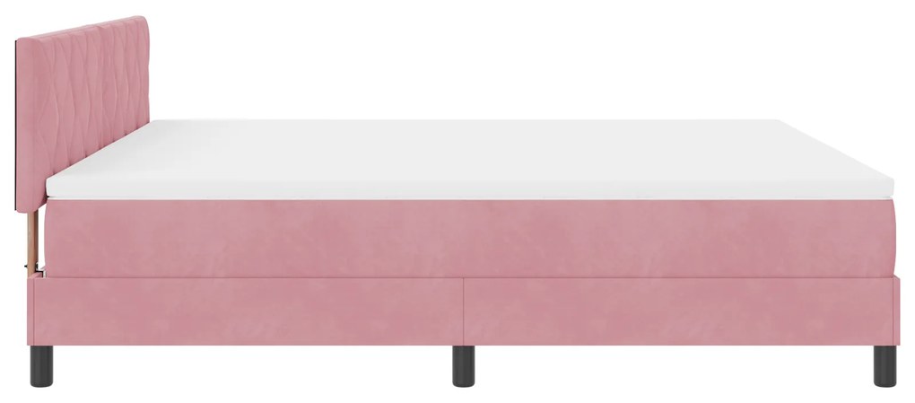 Cama Box Spring com Colchão Rosa Super King Veludo