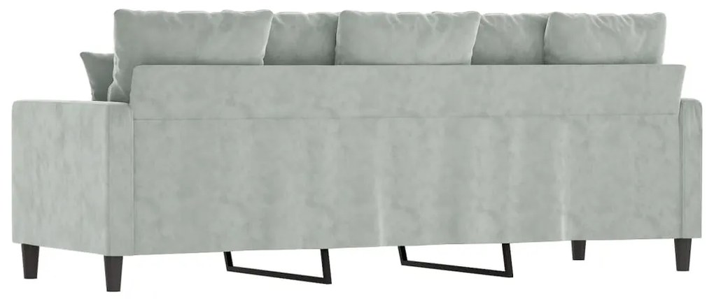 Sofá de 3 lugares 180 cm veludo cinzento-claro
