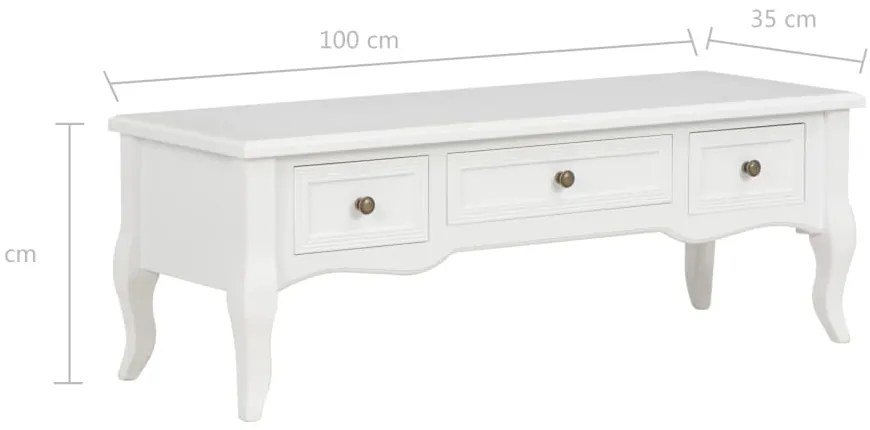 Móvel de TV 100x35x35 cm madeira branco
