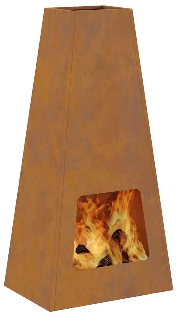 Fogueira vidaXL 50x35x100 cm Aço Envelhecido