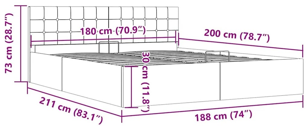 Estrutura de cama hidráulica 180x200 cm tecido cinzento-claro