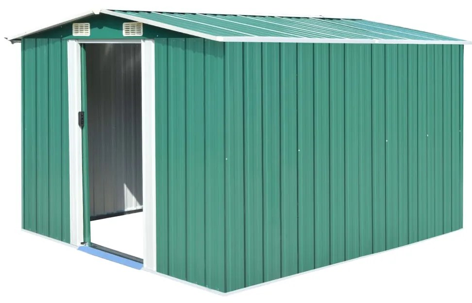 143340 vidaXL Abrigo de jardim 257x298x178 metal verde