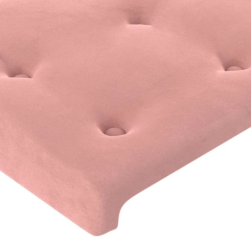 Cabeceira de cama c/ luzes LED veludo 103x16x118/128 cm rosa