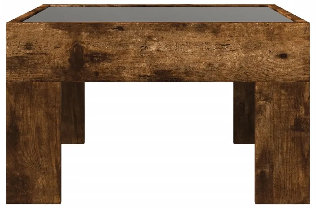 Mesa de centro luzes LED Infinity 50x50x30 cm carvalho fumado