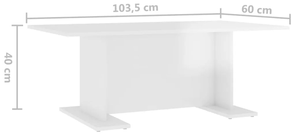 Mesa de centro 103,5x60x40 cm contraplacado branco brilhante