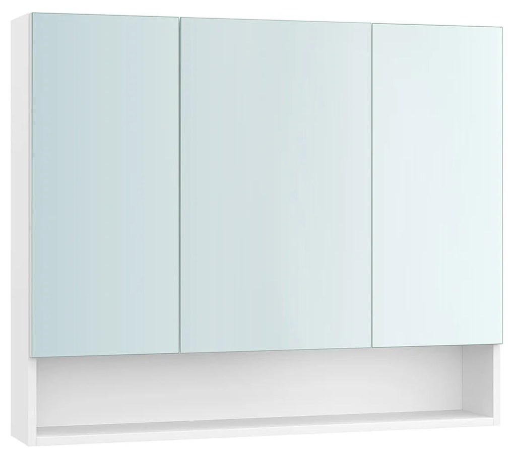 Armário de casa de banho parede com 3 portas 16,5 x 90 x 75 cm branco