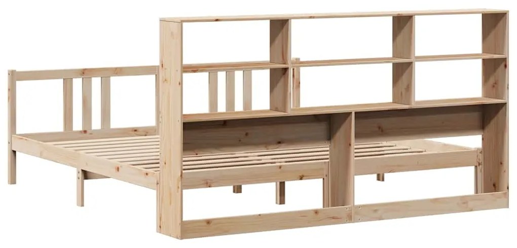 Cama com estante sem colchão 200x200 cm pinho maciço