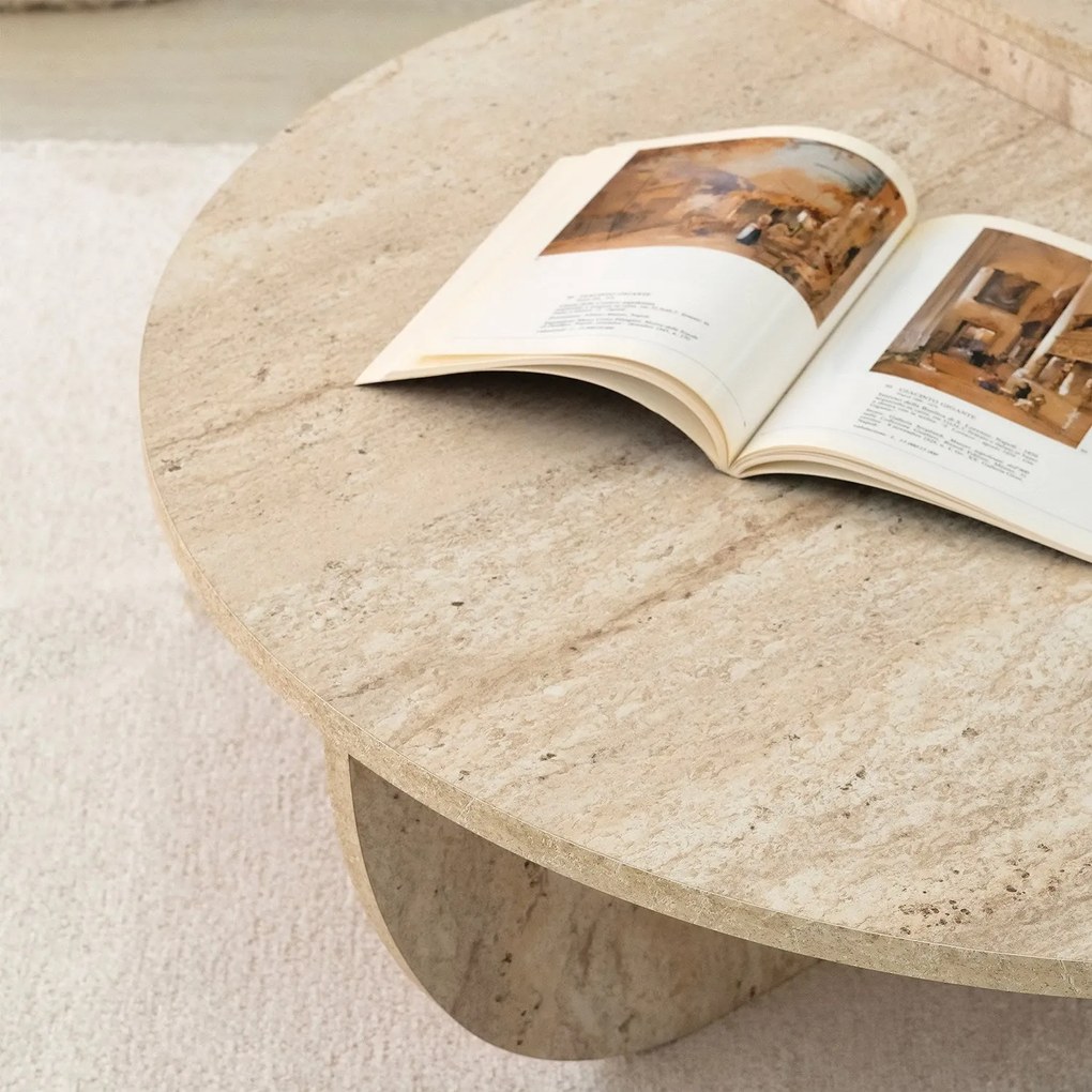 Mesa de Centro Podium – Travertino – Diâmetro 90 cm Altura 35 cm