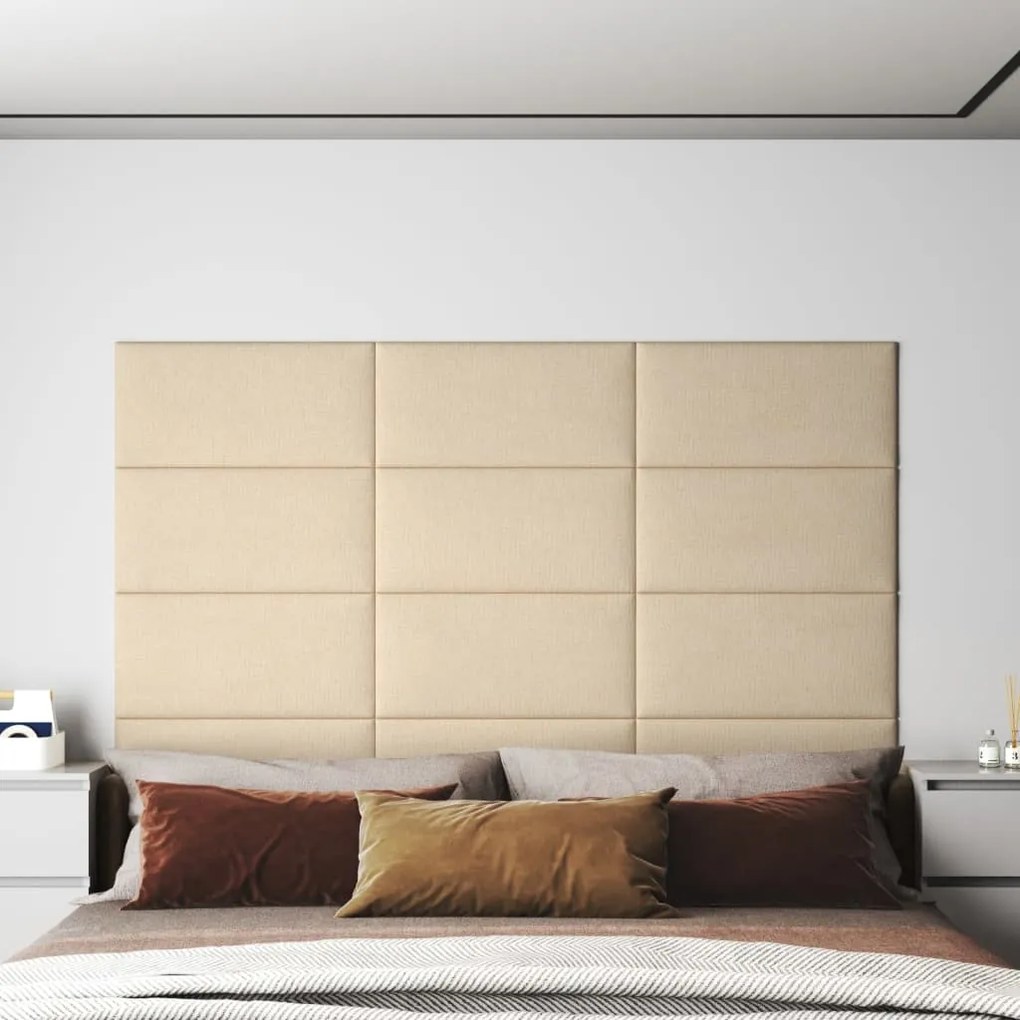 Painel de parede 12 pcs 60x30 cm tecido 2,16 m² creme