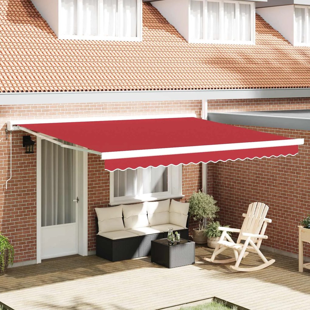 vidaXL Toldo Retrátil Vermelho 400 ×300 cm Tecido e Metal