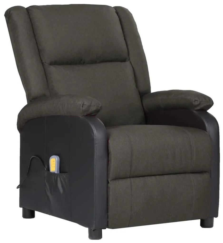 vidaXL Poltrona de massagens couro artificial/tecido cinza-escuro