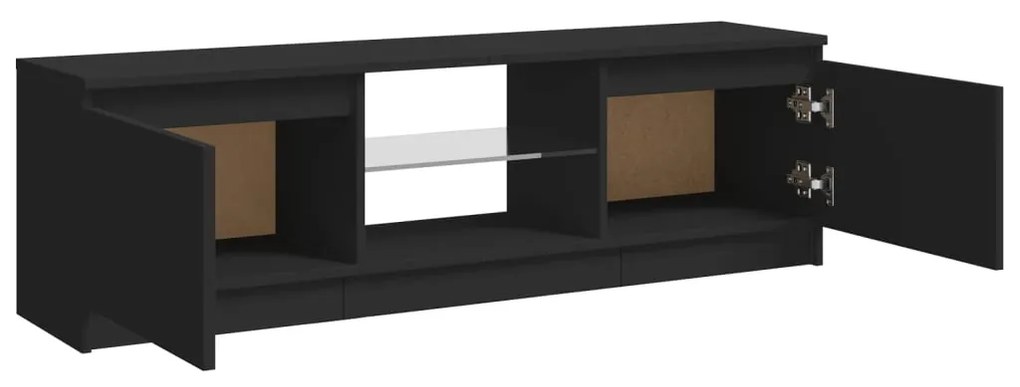 Móvel de TV com luzes LED 120x30x35,5 cm preto