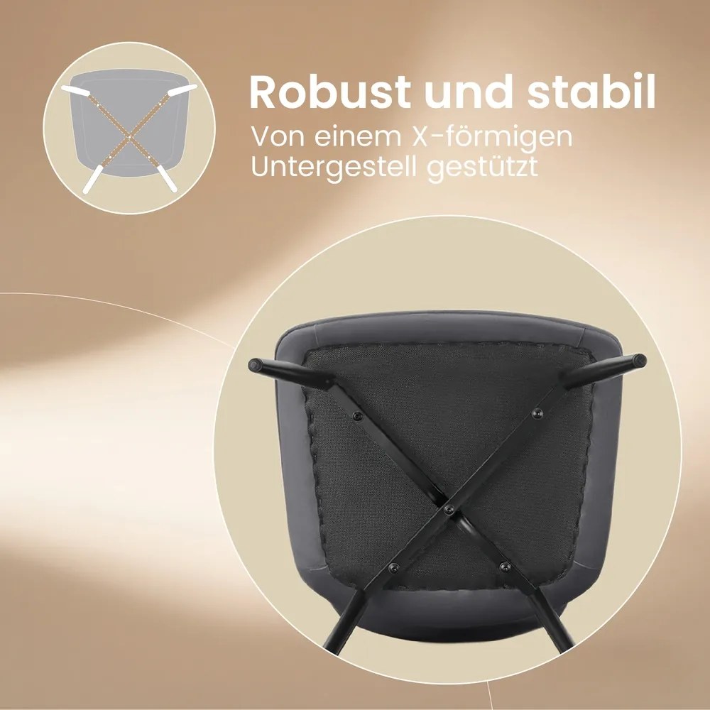 Conjunto 2 cadeiras de sala de jantar ou cozinha, pernas de aço cinzento-preto