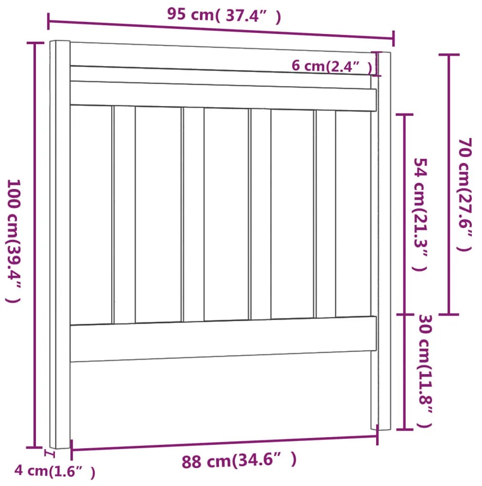 Cabeceira de cama 95x4x100 cm pinho maciço