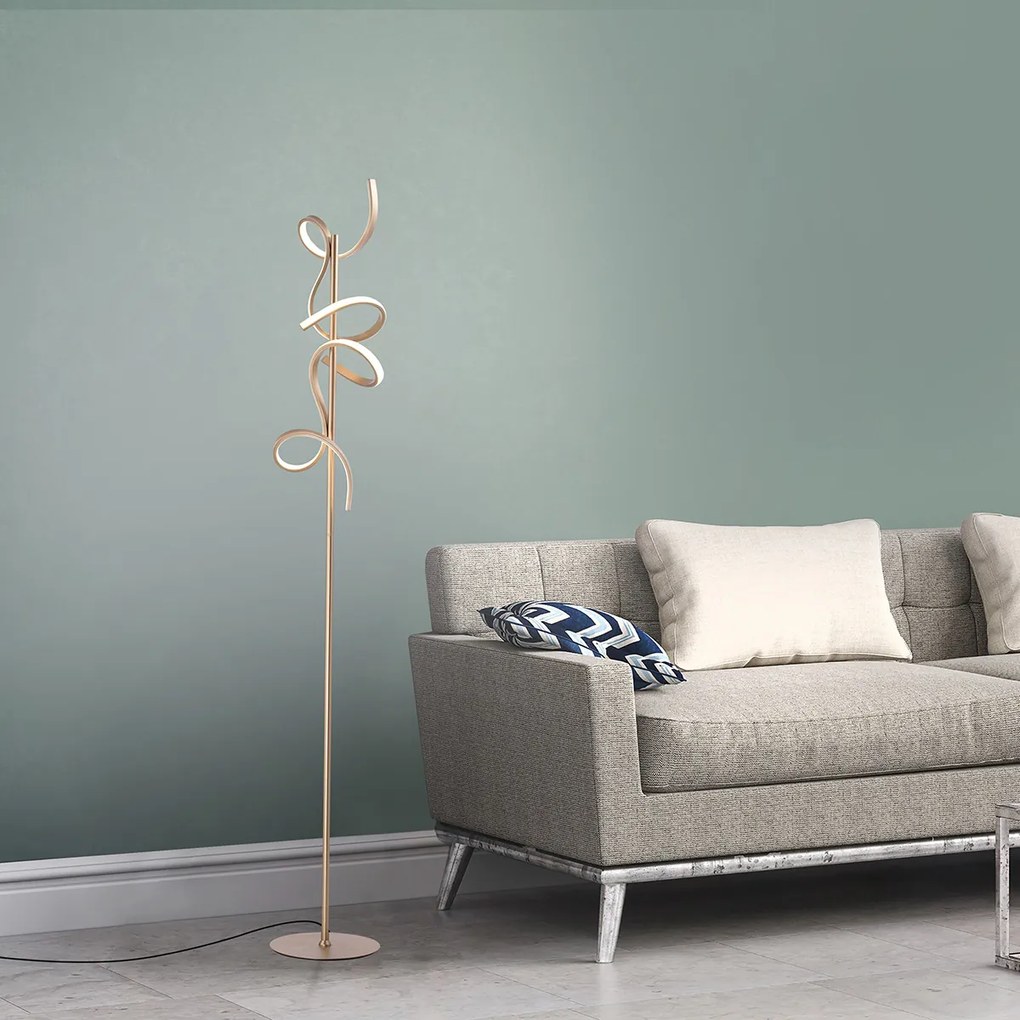 Candeeiro de pé design latão com LED e dimmer - Krisscross Design